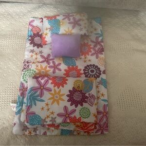 18” Doll Floral Bedding Set with Purple Accent pillow